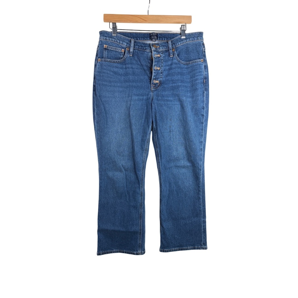 J. Crew Button Fly Mid Rise Flare Crop size‎ 30 Blue